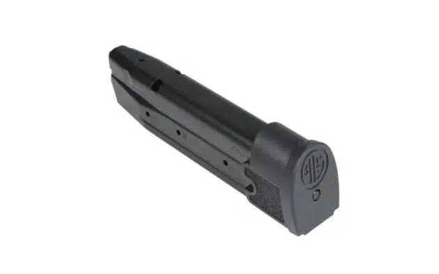 Durable black handgun magazine, Model F921, fits 10-15 rounds for reliable semi-automatic performance.