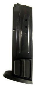 Durable black firearm magazine with capacity indicator, designed for reliable performance and efficiency.