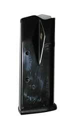 Durable polymer firearm magazine with witness holes for reliable performance and smooth feeding.