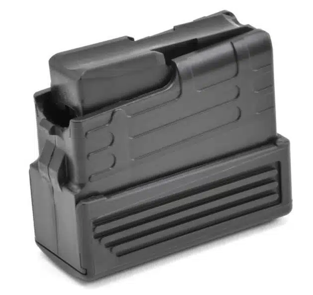Durable black firearm magazine SV55220 with enhanced grip for reliable performance and easy loading.