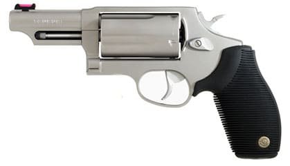 Compact stainless steel revolver with ergonomic grip, ideal for personal defense and quick handling.