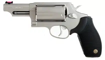 Compact stainless steel revolver with ergonomic grip, ideal for personal defense and quick handling.