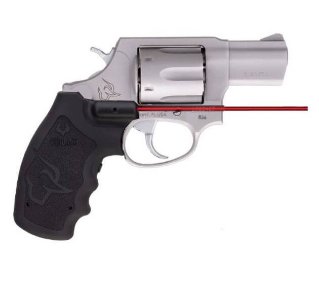 Sleek compact revolver with ergonomic grip and laser sight for self-defense and tactical use.