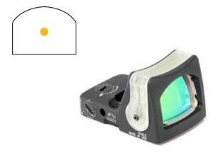 Compact reflex sight for improved shooting accuracy, featuring adjustable reticle dot and sleek design.
