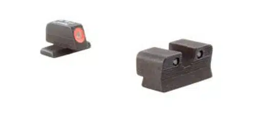 Precision firearm sights set with red dot for improved accuracy and quick targeting.