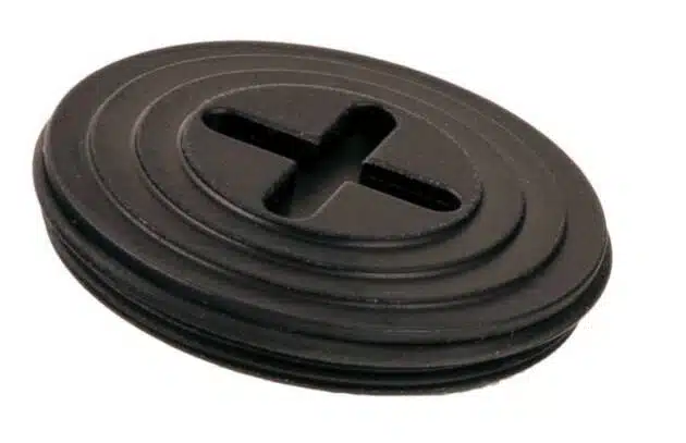 Durable black oval weight with cross groove, perfect for fitness and mechanical applications.