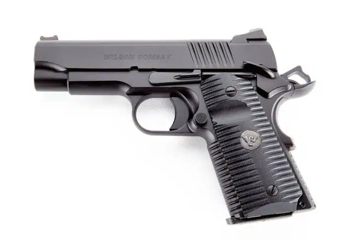 Modern black semi-automatic handgun ACP-CP45B839: sleek design for precision and superior handling.