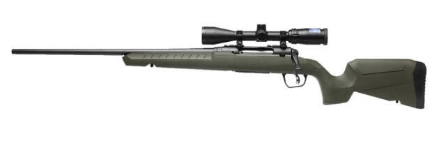 Sleek olive green precision rifle with ergonomic design and high-quality scope for accuracy.