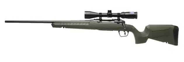 Sleek olive green precision rifle with ergonomic design and high-quality scope for accuracy.