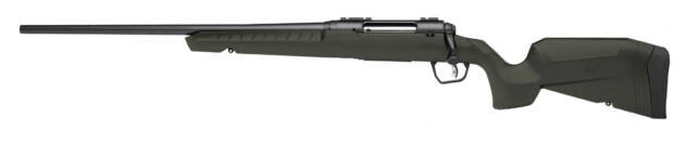 Sleek tactical rifle with a green polymer stock for superior ergonomics and precision shooting.