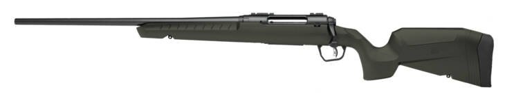 Sleek tactical rifle with a green polymer stock for superior ergonomics and precision shooting.