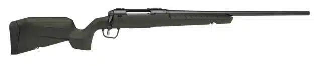 Tactical green bolt-action rifle with matte black barrel for precision shooting and enhanced performance.