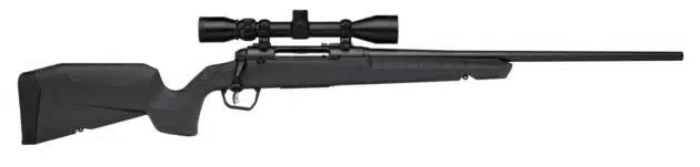 Sleek matte black precision rifle with ergonomic design and integrated scope for accurate shooting.
