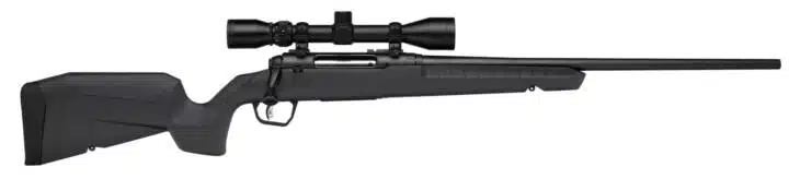 Sleek matte black precision rifle with ergonomic design and integrated scope for accurate shooting.