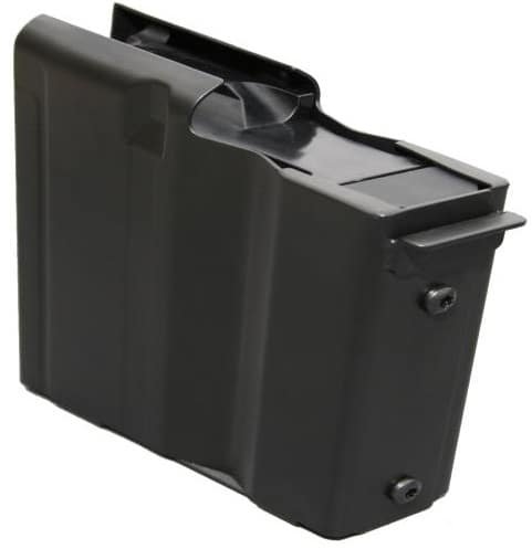 Durable black firearm magazine with textured grip, lightweight design for reliable performance and easy handling.