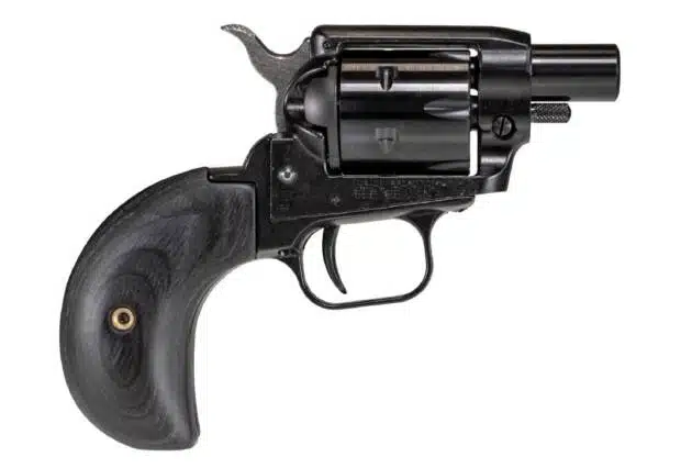 Compact snub-nosed revolver with six-shot capacity and textured grip for concealed carry.