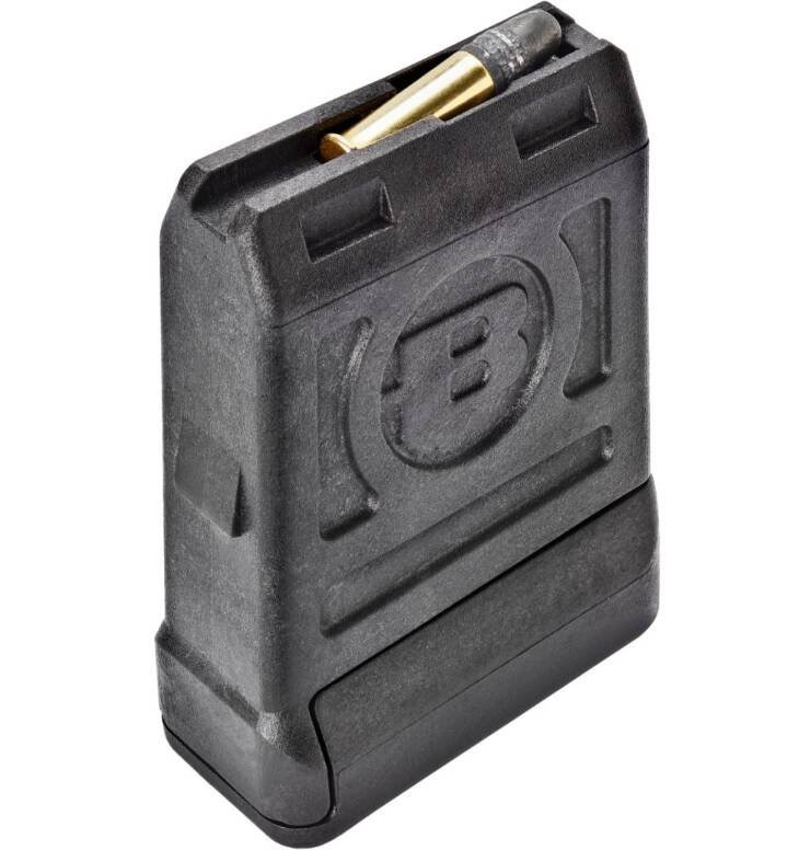 Durable matte black polymer magazine BMRMAG1112 with brass cartridge for reliable firearm performance.
