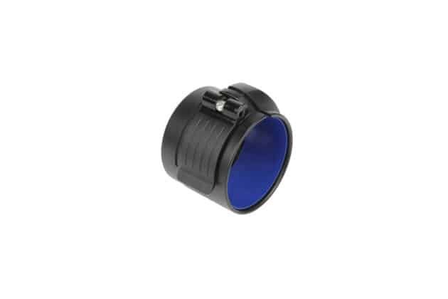 Durable black and blue plumbing connector clamp for secure, reliable connections in plumbing applications.