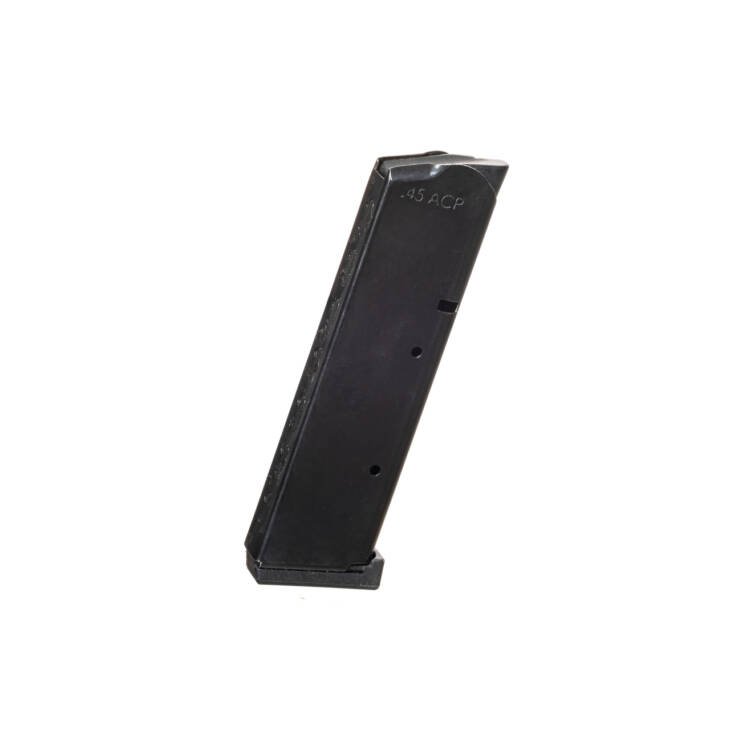 Lightweight black polymer firearm magazine with round indicators and reliable feed lip for performance.