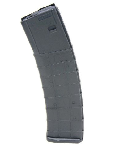 Durable curved black magazine for reliable semi-automatic rifle performance and optimal feeding efficiency.