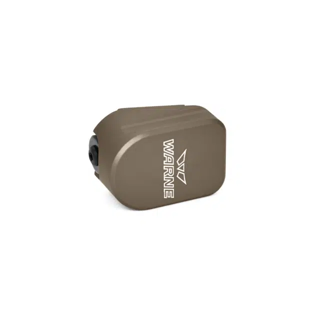Compact tan WARNE tactical accessory for outdoor use, featuring ergonomic design and practical adjustment knob.