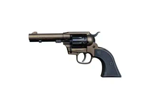 Classic bronze revolver with ergonomic grip, vintage appeal, and timeless Wild West design.