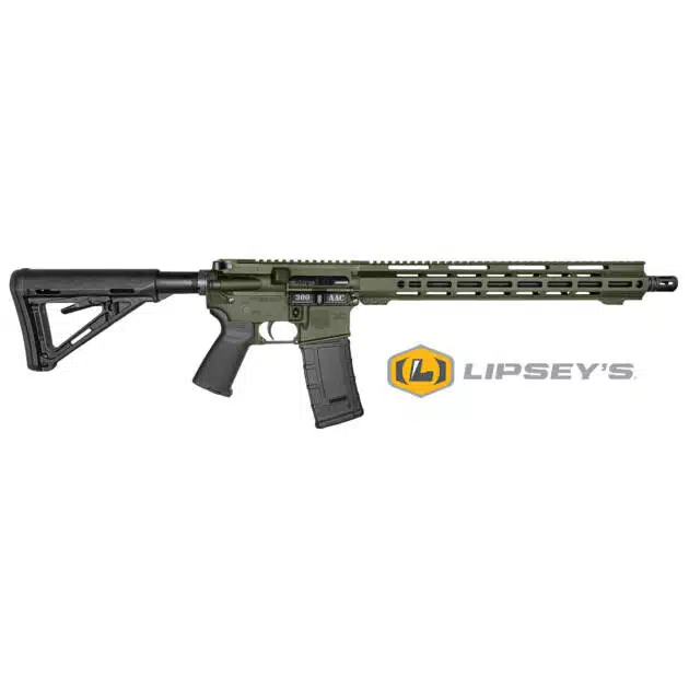 Versatile olive green AR-style rifle with adjustable stock and customizable Picatinny rail system.