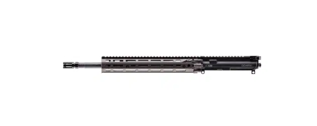 Matte black AR-style upper receiver with fluted barrel and versatile rail system for customization.