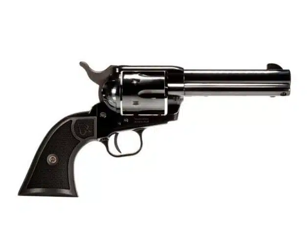 Classic black revolver with elegant design and ergonomic grip, perfect for collectors and enthusiasts.