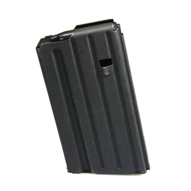 Durable matte black ammunition magazine for semi-automatic rifles, featuring enhanced grip and maintenance ease.