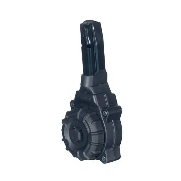 Sleek black mechanical device with textured grip knob for precise operation in industrial applications.