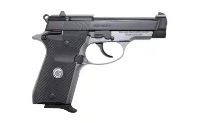 Sleek compact semi-automatic handgun with ergonomic grip and easy slide manipulation for defense.