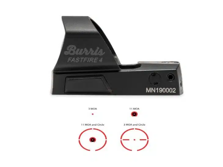 Burris FastFire 4 Sight: Compact, customizable reticles for improved shooting accuracy and quick target acquisition.