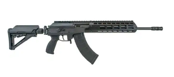 Sleek tactical firearm with adjustable stock and modular design for versatile shooting applications.