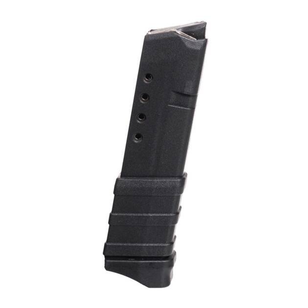 Durable matte black GLK135D62 firearm magazine with textured grip and staggered design for reliability.