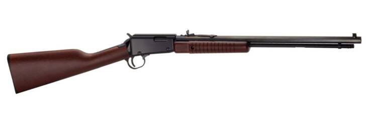 Elegant lever-action rifle with a glossy barrel and rich wooden stock, ideal for collectors.