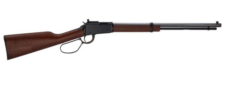 Elegant lever-action rifle with polished metal and rich wood, perfect for hunting and shooting sports.