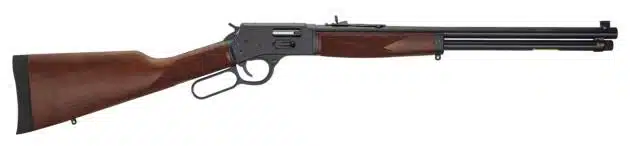 Classic lever-action rifle with blued steel barrel and elegant wooden stock, perfect for collectors.