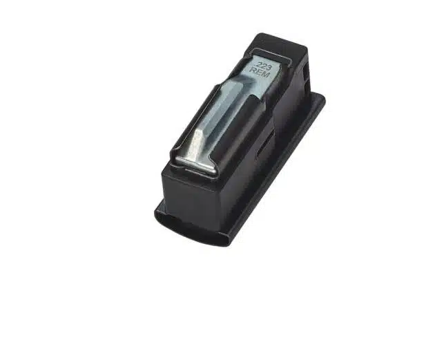 High-capacity magazine with sleek black finish and transparent top for easy ammo visibility.