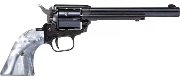 Sleek matte black revolver with ivory grip, blending classic style and modern performance.