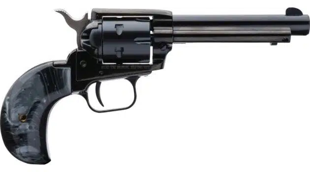 Classic polished black revolver with rotating cylinder, ergonomic grip, perfect for collectors and enthusiasts.