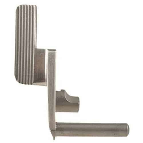 Durable metal component with grooves and lever design for enhanced grip in machinery applications.