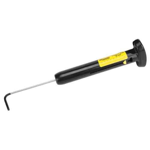 Ergonomic grease gun for precise lubrication in tight spaces, ideal for automotive maintenance.