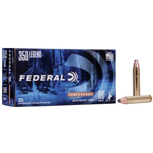 Federal .350 Legend 180 Grain ammunition, 20 rounds of reliable performance for hunting and sport shooting.