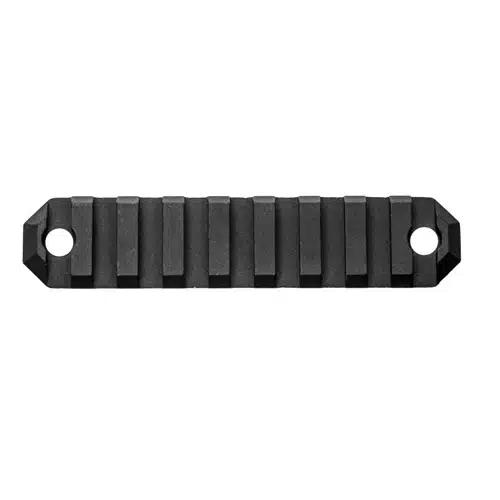 Tactical matte black rail section for firearm accessories, enhancing versatility and customization options.