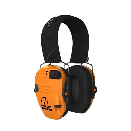 High-visibility earmuffs for effective noise protection in construction and shooting environments.