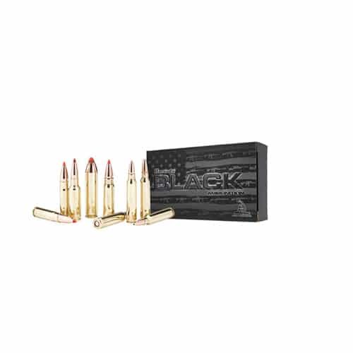 Sleek brass cartridges in a tactical American flag box, perfect for precision shooting and protection.