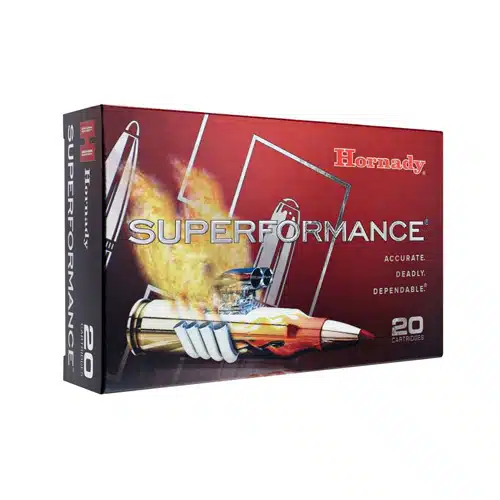 Hornady Superformance High-Performance Ammunition, 20 rounds for precision in hunting and target shooting.