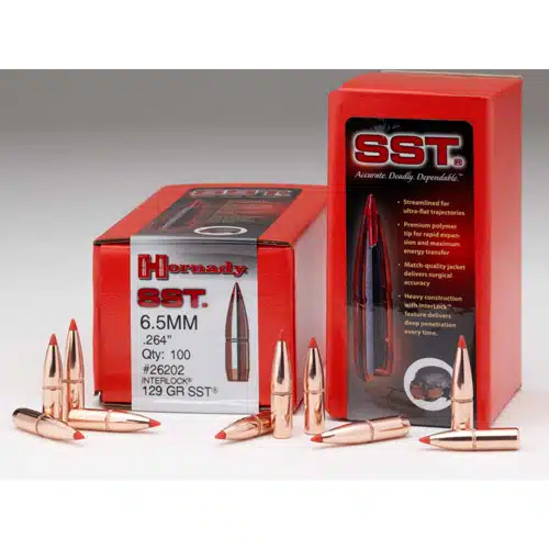 High-performance 6.5mm SST bullets, 100 rounds, ideal for hunting and competitive shooting.