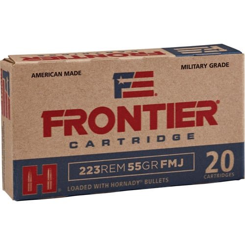 Frontier .223 Remington 55GR FMJ Military Grade Ammo, 20 Rounds, American-Made Reliability.